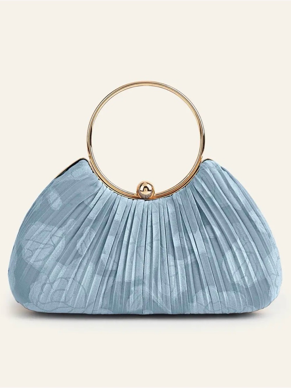 Elegant Pleated Ring-Handle Evening Clutch in Light Blue Azazie